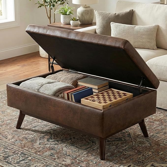 SIMPLIHOME Owen Coffee Table Storage Ottoman