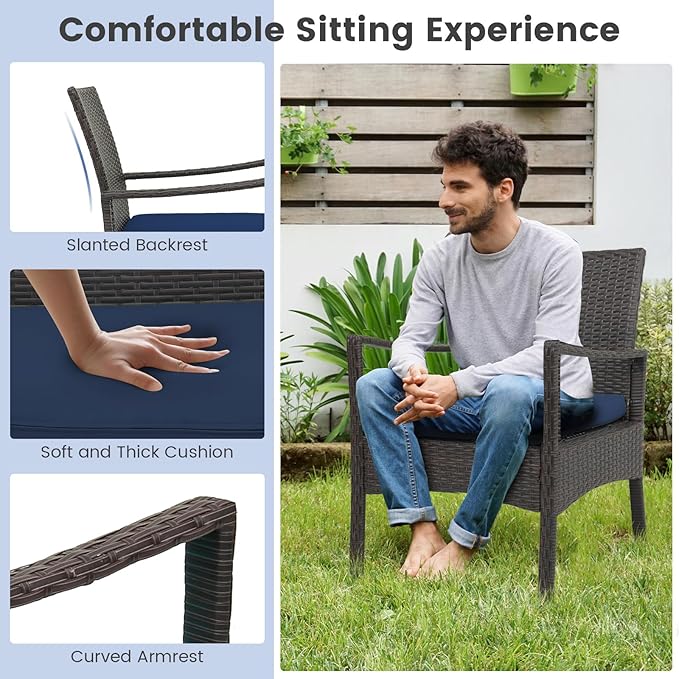 Tangkula 8 Pieces Outdoor Conversation Set, Patio PE Wicker Sofa