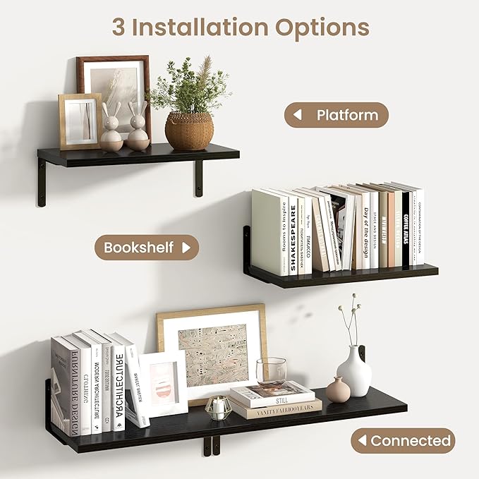 Fun Memories Deep Floating Shelves, 16W x 8D Floating Shelves Set of 2