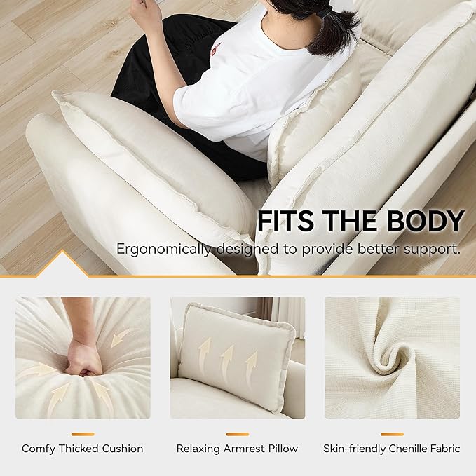 111'' Sectional Cloud Deep Seat Couch, Oversized Chenille U Shaped Sectional