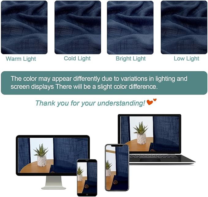 Chyhomenyc Extra Long Navy Blue Semi Sheer Curtains 108 Inches Long 2 Panels Set
