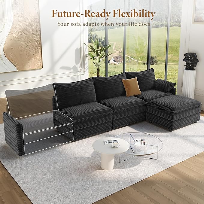 Vesgantti 108" Modular Cloud Couch, Deep Seat Sectional Sofa