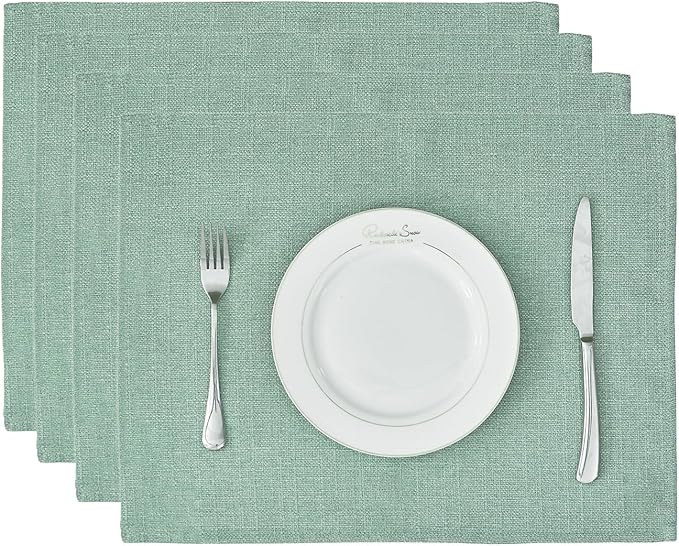 BALCONY & FALCON Placemats Set of 4 Faux Linen Cloth Place Mats Washable