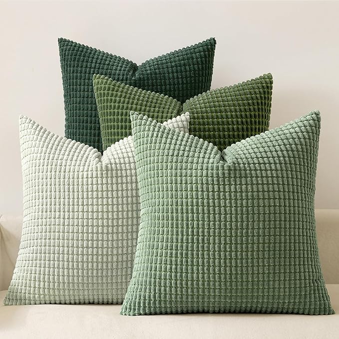 MIULEE Sage Green Pillow Covers 20x20 Inch Set of 4 Spring Boho Farmhouse Home