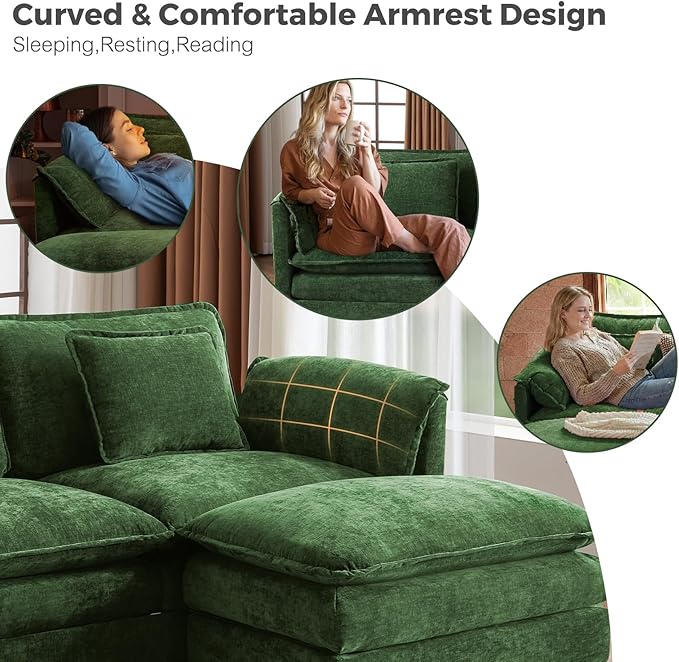 ELUCHANG Oversized 153" Modular Sectional Sofa, Comfy Cloud Couch, U Shaped
