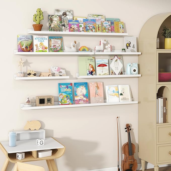 Fun Memories Picture Ledge Shelves Set of 2, 24 Inch Rustic Wall Mounted