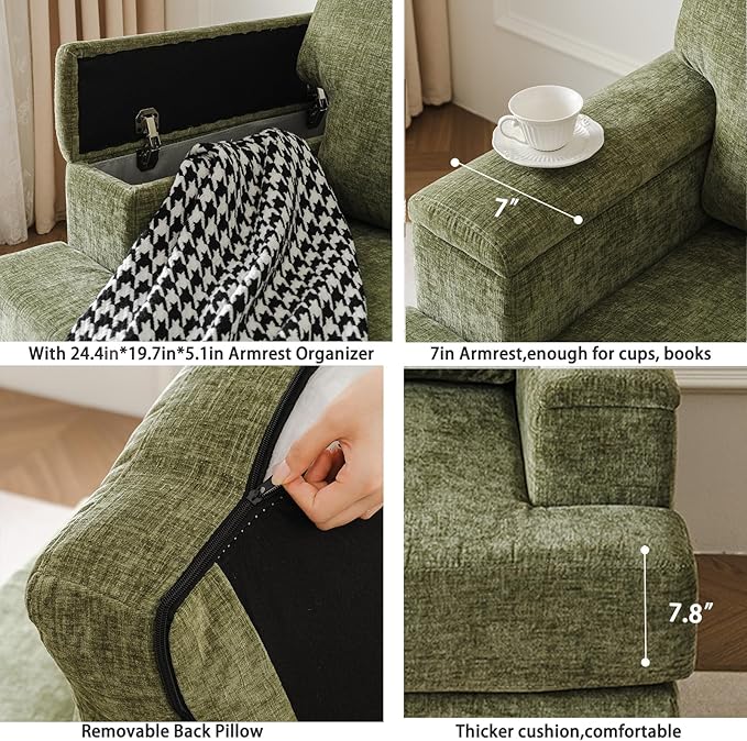 Oversized Accent Chair with Armrest Organizer, Comfy Living Room Chairs with