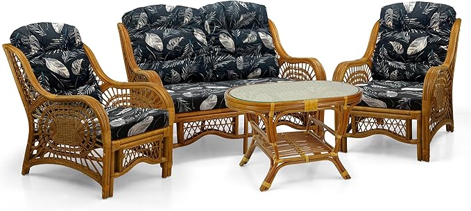 Malibu Lounge Loveseat Sofa Natural Rattan Wicker Handmade Design, Colonial