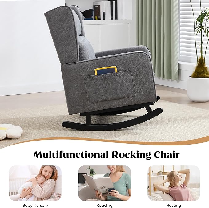 HCHAIRH Nursery Rocking Chairs, Modern Wingback Accent Chairs