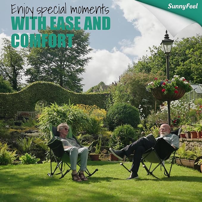SUNNYFEEL Oversized Rocking Camping Chair, Fully Padded Patio Chair