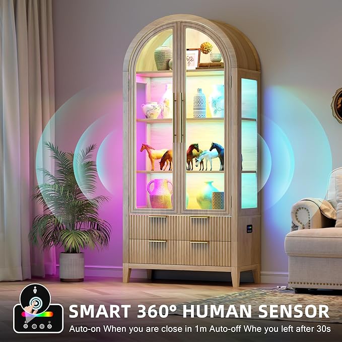 Vlsrka 71" Arched RGB Curio Cabinet