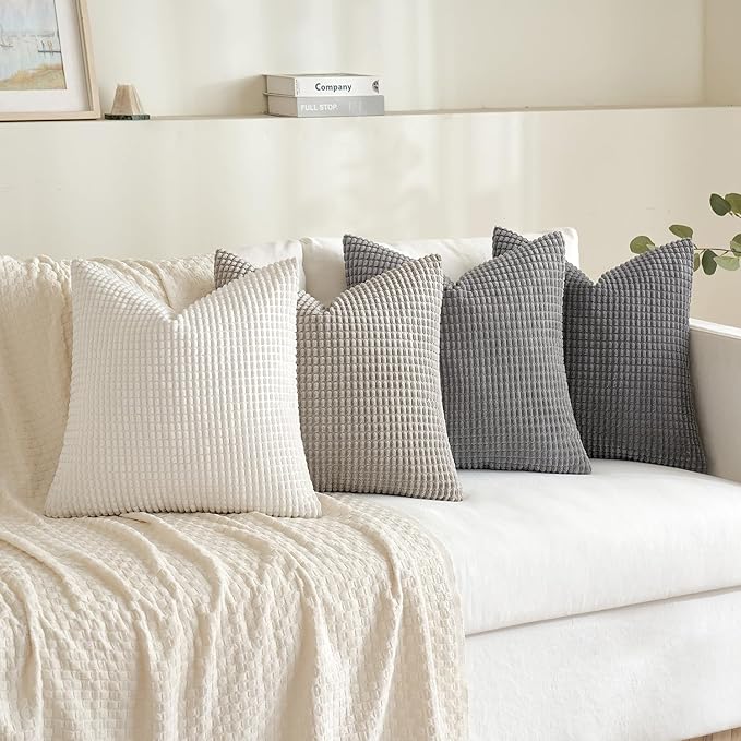 MIULEE Timeless Neutral Pillow Covers 18x18 Inch Set of 4 Mid Century Modern