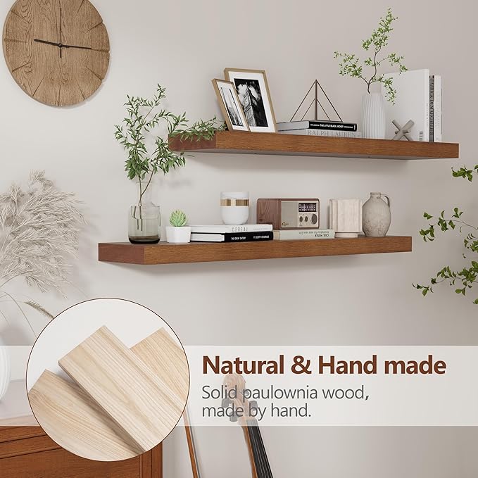 fuqing Rustic Floating Shelves for Wall, 36 Inch Floating Shelves Set of 2