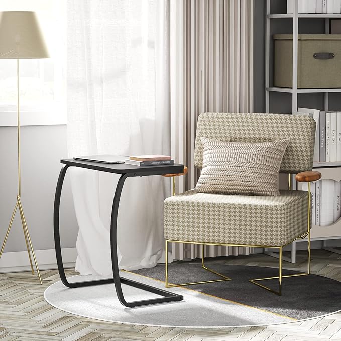 SRIWATANA Side Table, End Table, Vintage C-Shaped Couch Table