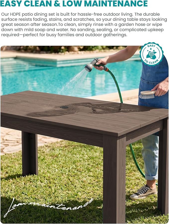 SERWALL Patio Dining Set with 15FT Double Side Umbrella, Outdoor Dining Sets