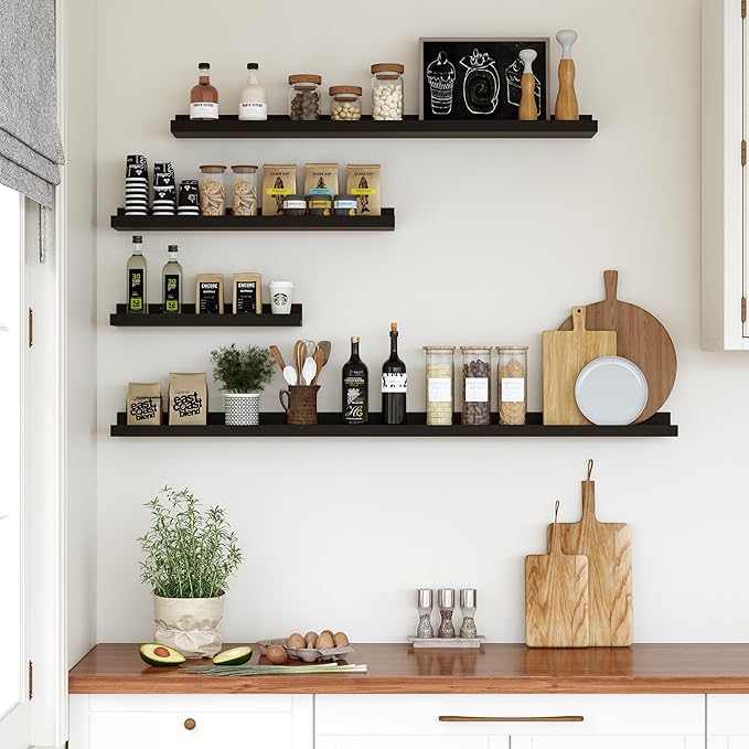 Floating Shelves for Wall, 24 inch Wood Floating Shelves Set of 2, Picture