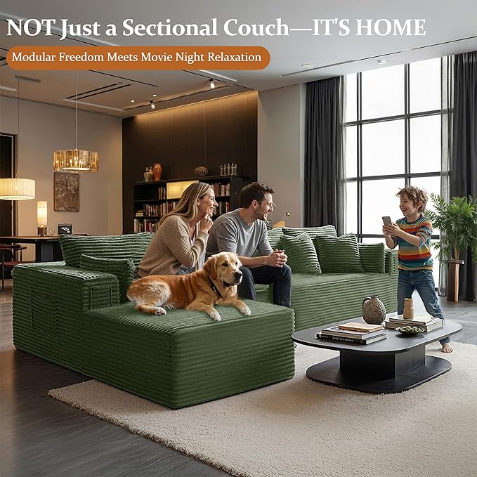 138" Cloud Sectional Couch, Comfort L Shaped Boneless Couch