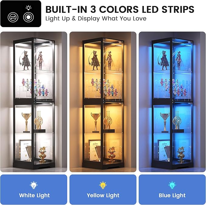 Glass Display Cabinet with Doors, Bookcase