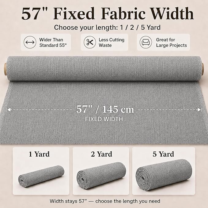 Mini Chenille Linen Blend Upholstery Fabric by the Yard, 57 Inch Wide Soft