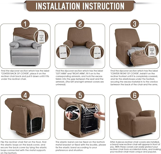 TAOCOCO Recliner Cover 4-Pieces, Recliner Stretch Sofa Slipcover, Recliner