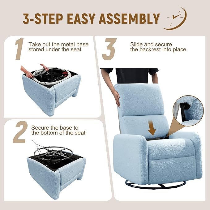 Korser 360° Rocking Chair, Nursery Rocker Chair