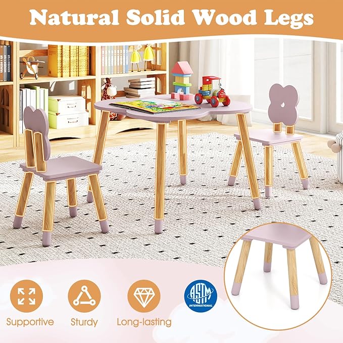 Costzon Kids Table and Chairs, Wooden Toddler Desk Set