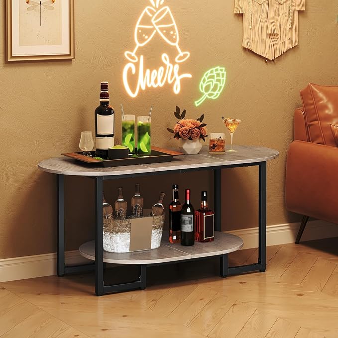 HOOBRO Coffee Table for Living Room, Oval Small Coffee Table