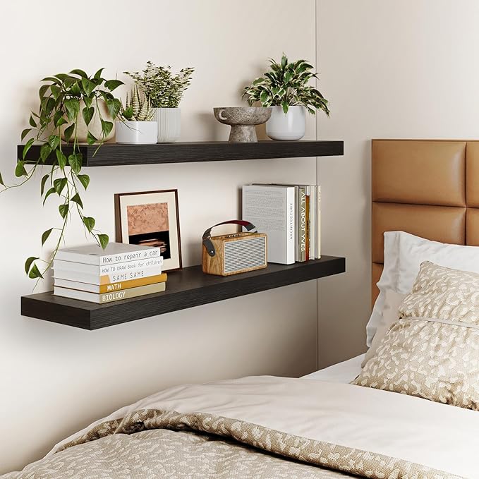 Fixwal Floating Shelves for Wall, 35.4" Long Heavy Duty Wall Mounted Rustic