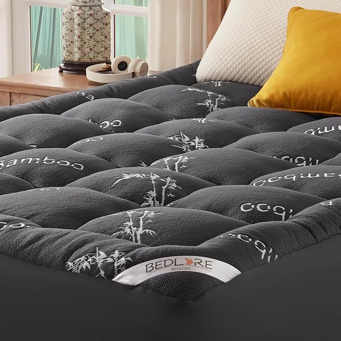 BEDLORE King Mattress Topper Viscose Derived from Bamboo, Thick Pillow Top