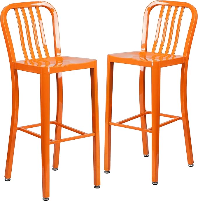 Flash Furniture Gael Commercial Grade 2 Pack 30" High Orange Metal