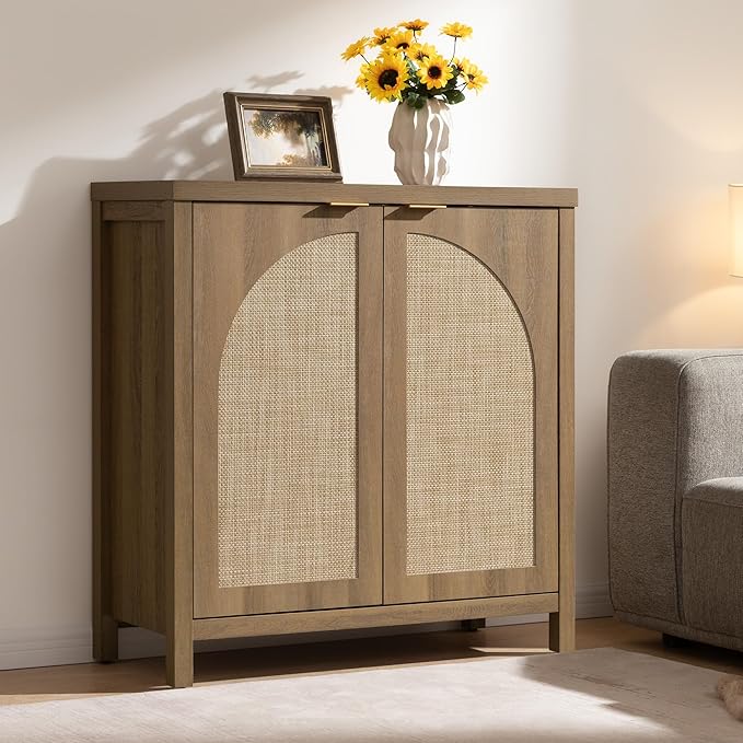 SICOTAS Rattan Sideboard Buffet Cabinet