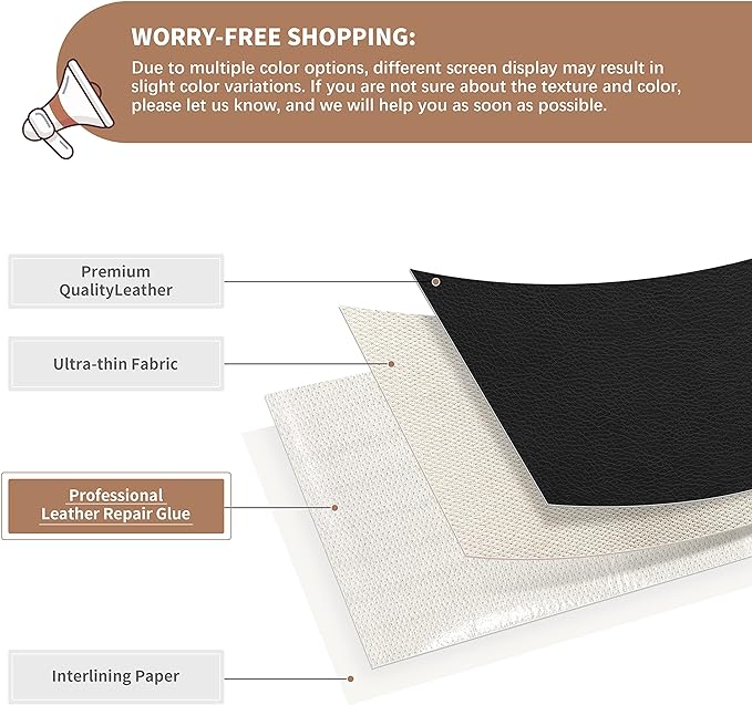 ONine Leather Repair Patch，Self-Adhesive Couch Patch，Multicolor Available