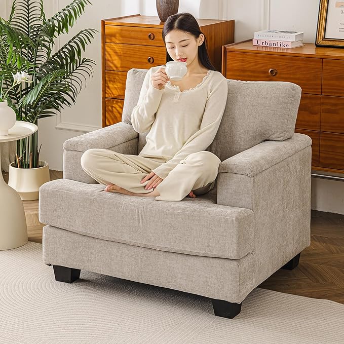 Oversized Accent Chair with Armrest Organizer, Comfy Living Room Chairs with