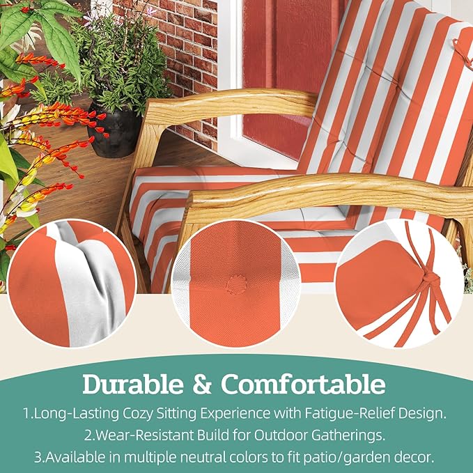 Outdoor Chair Cushion, High Back Soft Seat Pad, Indoor Outside Use,