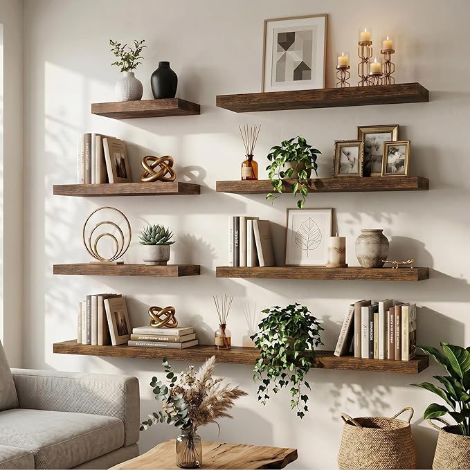 FLYJOE Floating Shelves for Wall, 72 Inch Floating Shelves Set of 2, Kitchen