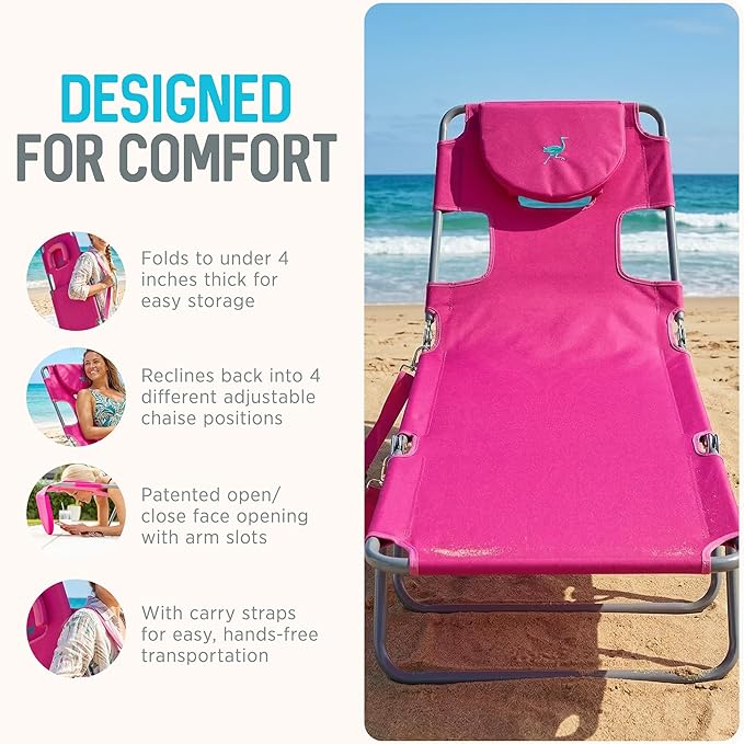 Ostrich the Original Chaise 72 x 22 Inch Lounge Portable Reclining Lounger