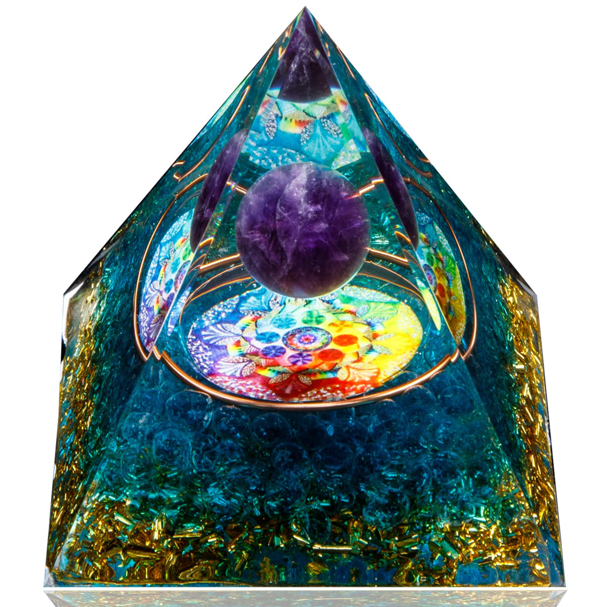 Orgone Pyramid, Amethyst Healing Crystal Pyramid and Orgonite Healing Stones, Protection Crystal Energy Generator for Yoga, Meditation, Stress Reduce