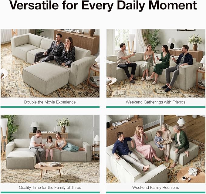 Novilla 109" Modular Sectional Sofa, No Assembly Cloud Sectional Couch