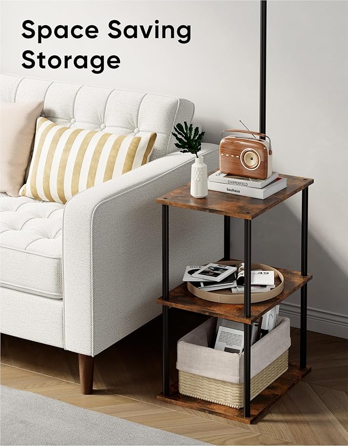 PARTPHONER Floor Lamp with Table, Night Stand with Lamp, Narrow Side Table with