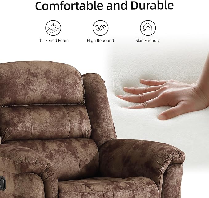 EBELLO 2 Pieces Reclining Couch Furniture Set, Soft Fabric Manual Recliner Sofa