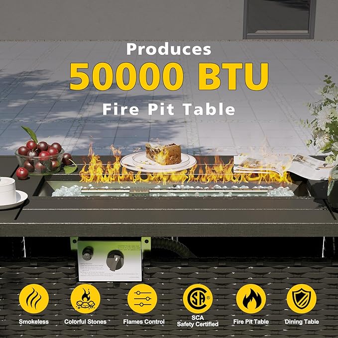 Aoxun Patio Furniture Set with Fire Pit Table, 12 Piece Outdoor Sectional Sofas