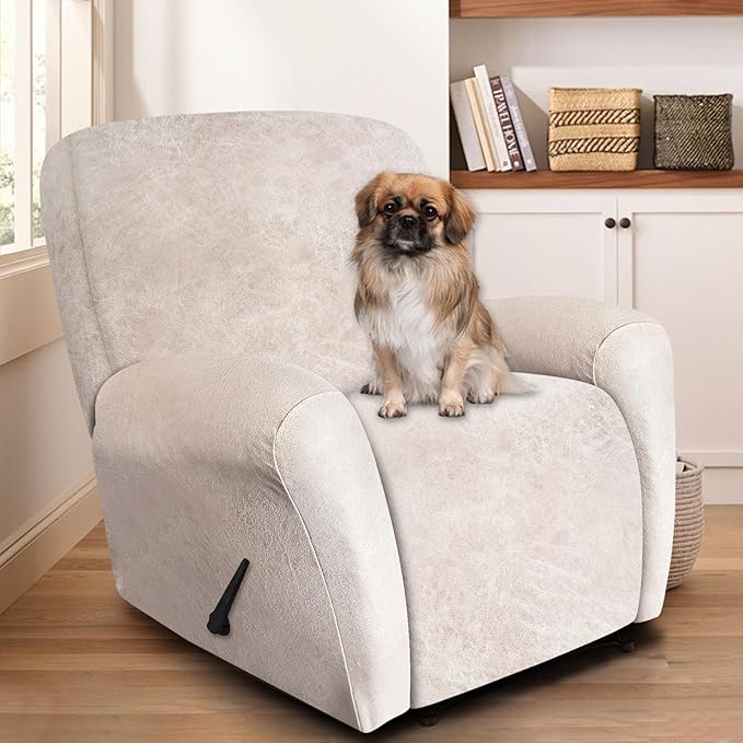 ANARACHON Leather Look Oversize Recliner Chair Covers, Thick 4 Pieces Recliner