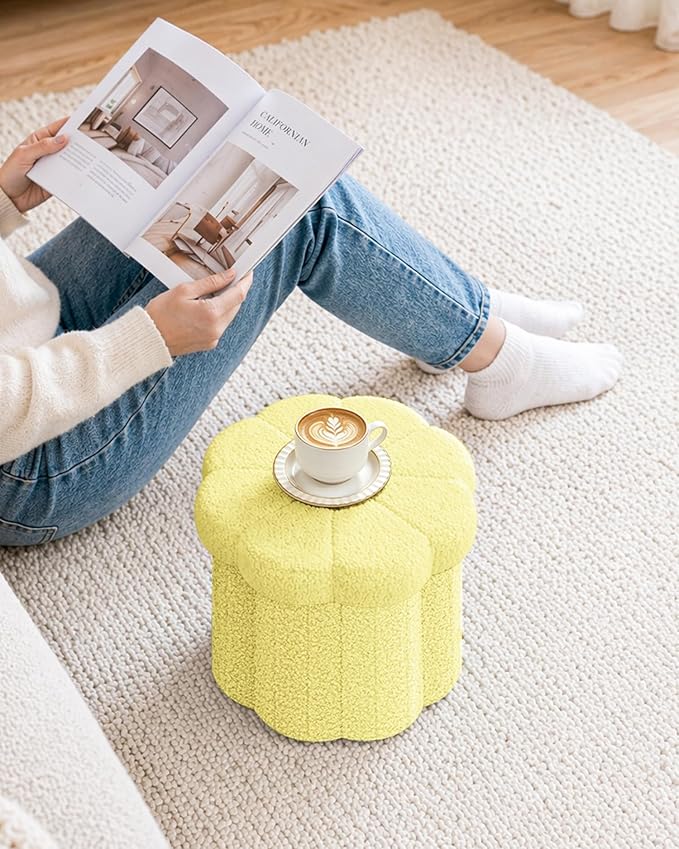 B FSOBEIIALEO Storage Ottoman Foldable, Sunflower Shaped Small Footrest