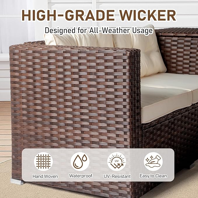 VINGLI 4 Pieces Outdoor Sectional Wicker Patio Furniture