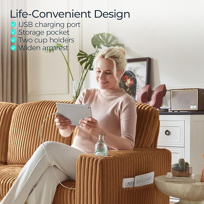 LINSY HOME Sectional Sleeper Sofa Pull Out Couches
