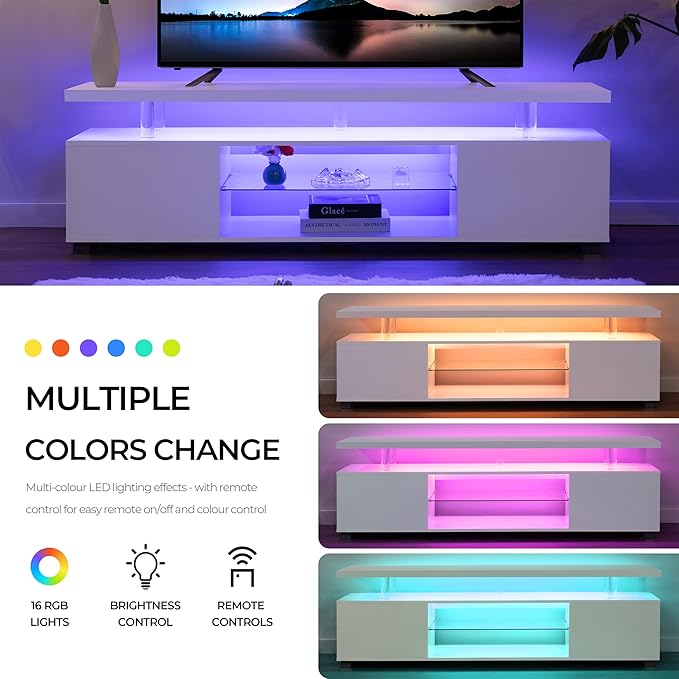 Cubehom TV Stand for 75+ inch TV, LED TV Stands for Living Room, Long