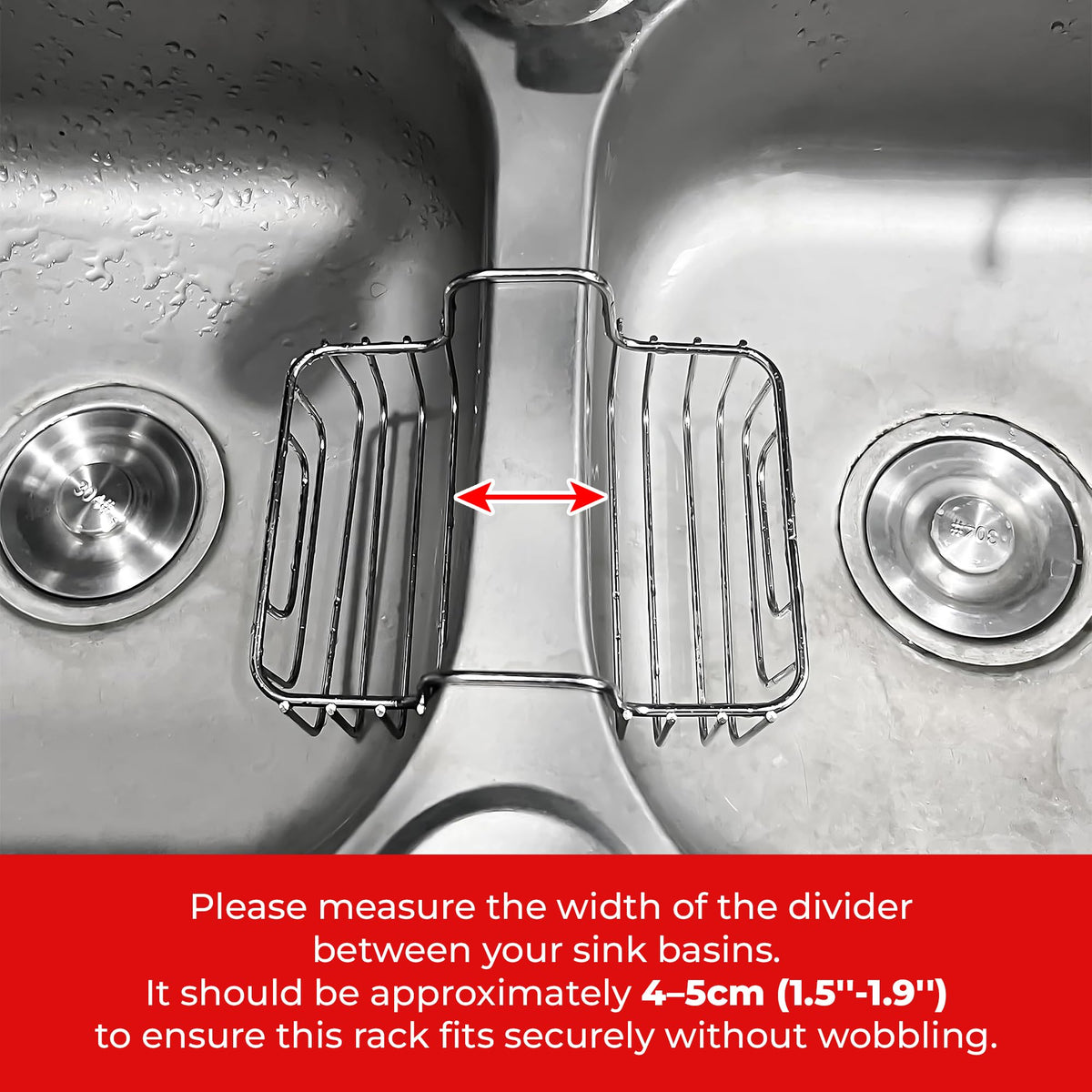BuleVina Stainless Steel Sponge Holder for Kitchen Sink - Never Rust Hanging Saddle Double for Soap Kitchen Sink Caddy 2.2 inch, Rustproof Organizer for Dishwashing and Brush Drying