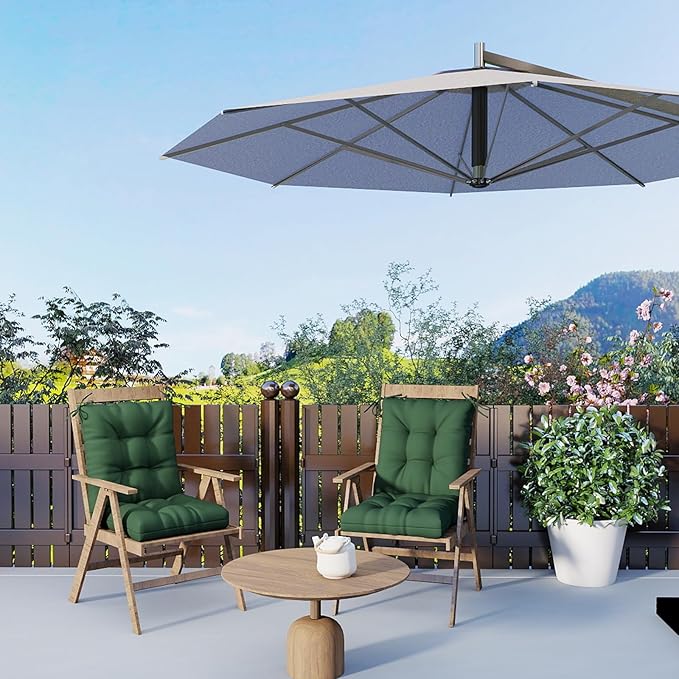 Outdoor Chair Cushions Set of 2, High Back Soft Seat Pad