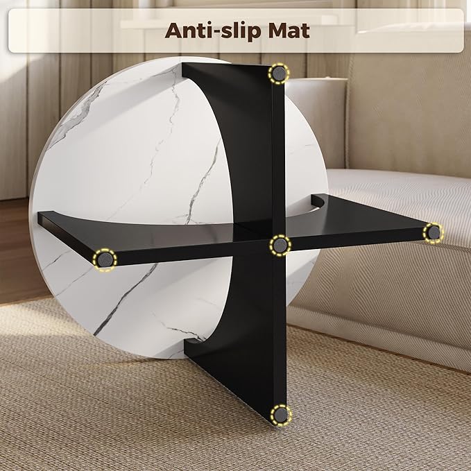 LIKIMIO Nesting Coffee Tables Set of 2, 23.6" Small Round Side Tables