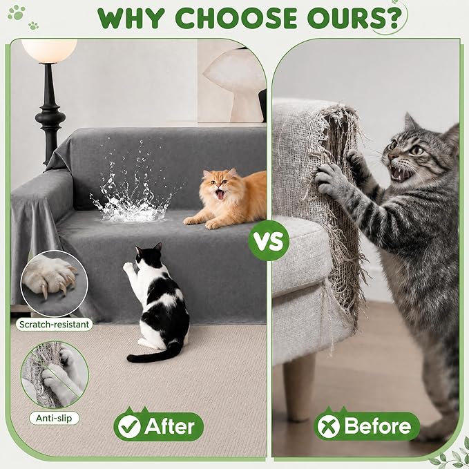 LOllON Velvet Couch Cover for Cats Dogs Kids